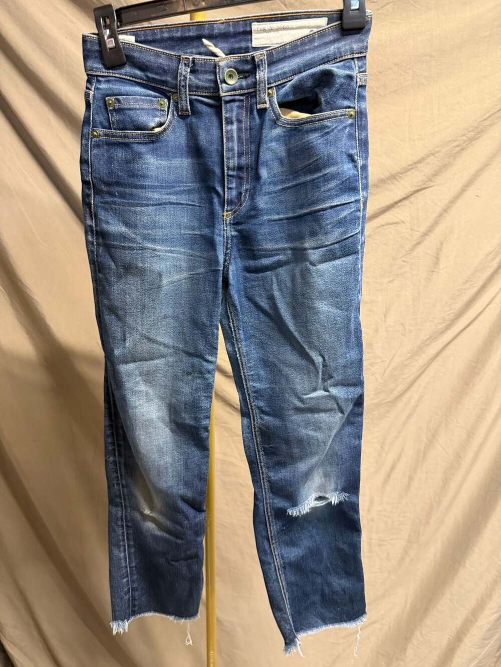 rag & bone Arrowell High-Rise Raw Hem Distressed Skinny Jeans